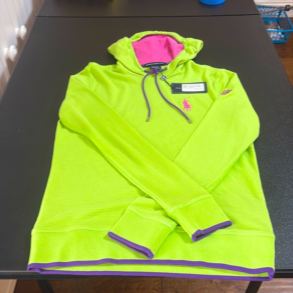 Polo by Ralph Lauren Lime Green Hoodie with Pink Logo